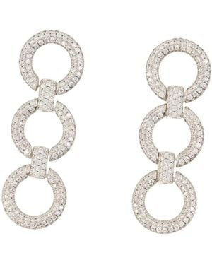 Self-Portrait Accessoires ,Grijs ,Oorbellen Met Kristallen Cirkelverbindingen - Metallic