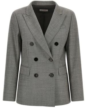 Alberto Biani Jassen ,Grijs ,Wol Dubbelrijige Blazer