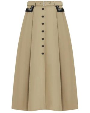 Dior Midi-Uitlopende Rok - Naturel