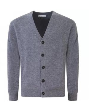 Manuel Ritz Truien & Vesten ,Grijs ,Wol Wool English Rib Cardigan - Blauw