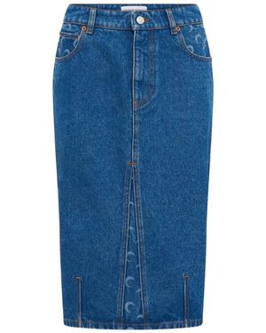 Marine Serre Mond Laser Denim Midi Rock Blau
