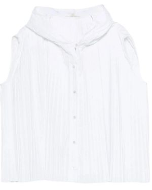 Barena Overhemden ,Wit ,Geplooide Mouwloze Blouse Met Knoopsluiting