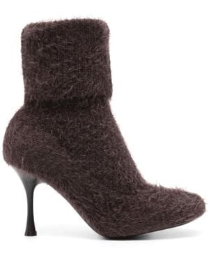 Gianvito Rossi Schoenen ,Bruin ,Gebreide Cedar Enkellaarsjes