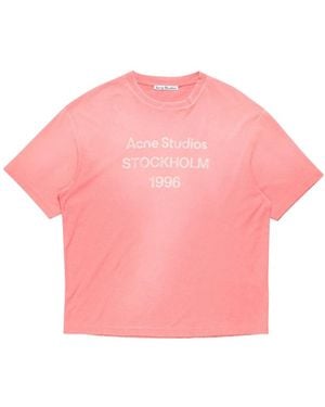 Acne Studios Tops ,Roze ,Katoen Exford 1996 T-Shirt Met Korte Mouwen