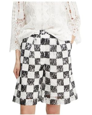 Pinko Shorts Met Ruitjeskant - Wit