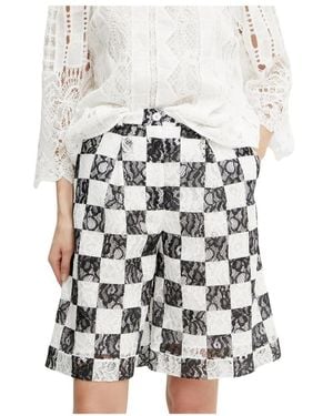 Pinko Shorts Met Ruitjeskant - Wit