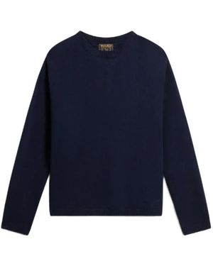 Woolrich 12Gg Cozy Wool Cash Crewneck - Blauw