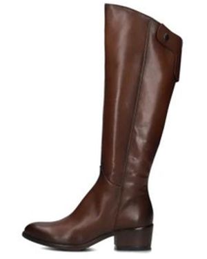 Omoda Schoenen ,Bruin ,Chique Hoge Laarzen Met Blokhak - Wit