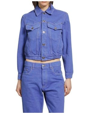 Versace Jassen ,Blauw ,Denim Blouson Denim Jas
