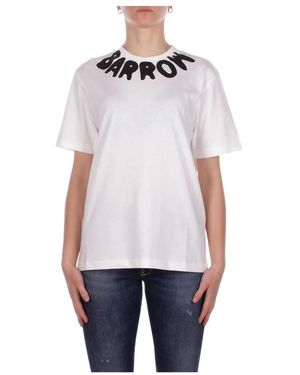 Barrow Tops ,Wit ,Katoen T-Shirts En Polo's Crème - Blauw