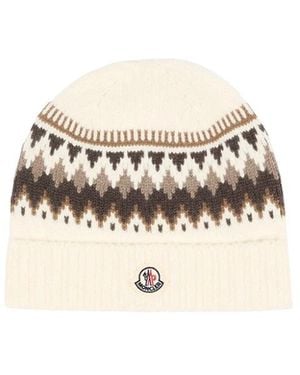 Moncler Accessoires ,Wit ,Wol Berretto Tricot - Naturel