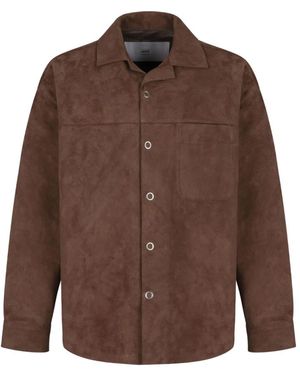 Ami Paris Leather Jackets - Marrone