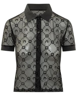 Marine Serre Poloshirt Met Korte Mouwen - Zwart