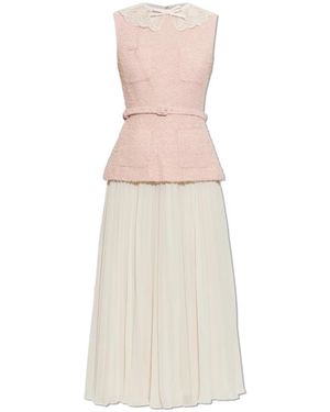Self-Portrait Lurex Draad Jurk - Naturel