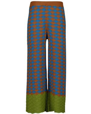 La DoubleJ Multicolour Lounge Print Wollen Broek - Blauw