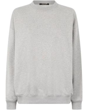 Roberto Cavalli Hoodies & Sweatvesten ,Grijs ,Katoen Sweatshirt Met Opstaande Kraag