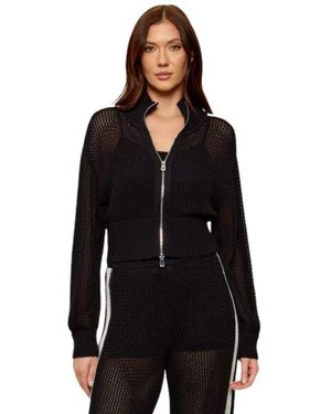 Pinko Hoodies & Sweatvesten ,Zwart ,Katoen Spazio Cropped Sweatshirt
