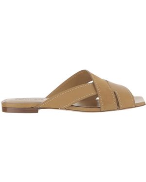 Tod's Leather Woven Sandals Calfskin - Natural