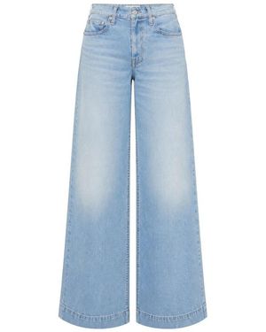 Mother Mid Rise Headliner Wide Leg Jeans - Blauw