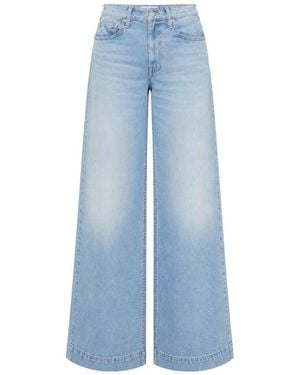 Mother Mid Rise Headliner Wide Leg Jeans - Blauw