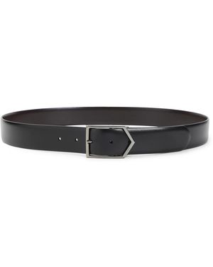 Canali Accessoires ,Zwart ,Leer Omkeerbare Zwarte Leren Riem