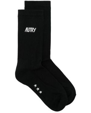 Autry Bestickte Logo-Socken Mit Gerippten Bündchen - Schwarz
