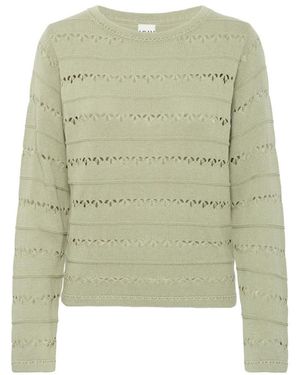 Ichi Femininer strickpullover mit bootsausschnitt - Grün
