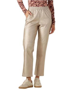 Louizon Crème Leren Broek Makana - Naturel