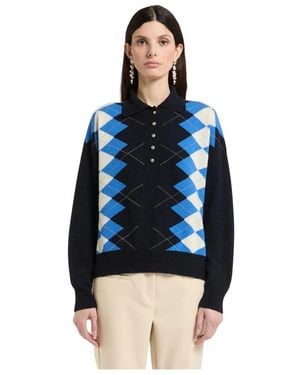 Marella Truien & Vesten ,Blauw ,Wol Polo-Kraag Gebreid Argyle