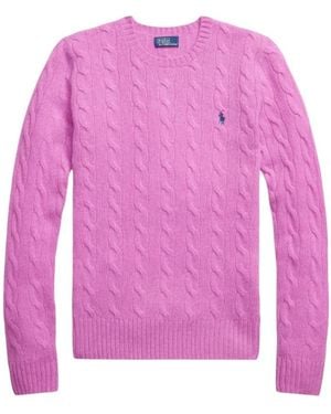 Polo Ralph Lauren Trui Met Kabelpatroon En Ronde Hals - Roze