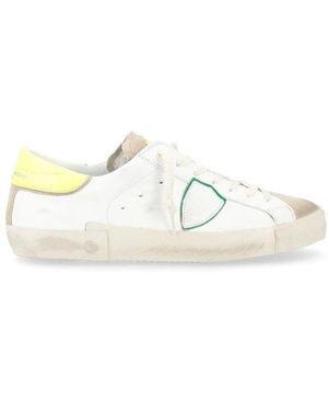 Philippe Model Fluoreszierender gelber ledersneaker paris x - Weiß