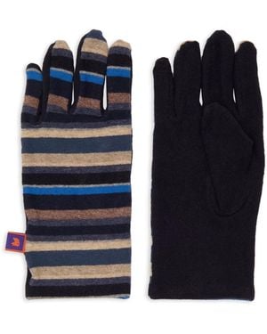 Gallo Men's blue fleece gloves with multicoloured stripes