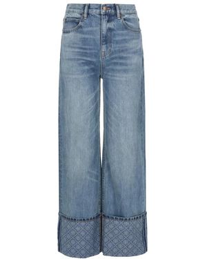 Tory Burch Straight Leg Jeans Met T-Monogrammotief - Blauw