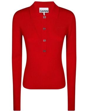 Ganni Polo Shirts - Red