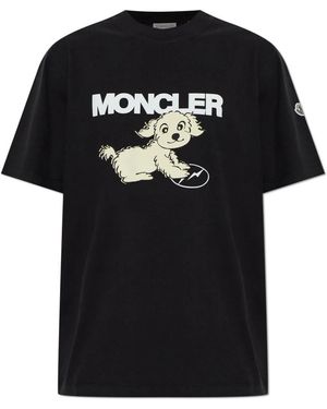 Moncler Tops ,Zwart ,Katoen Logo Katoenen T-Shirt