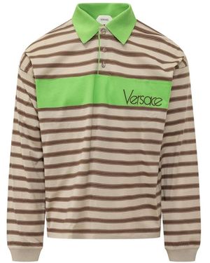 Versace Tops ,Veelkleurig ,Lange Mouwen Poloshirt - Groen