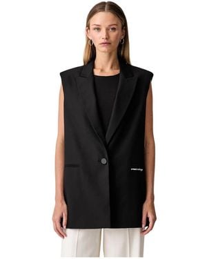 ARMANI EXCHANGE Jassen ,Zwart ,Wol Gilet Met Enkele Knopen