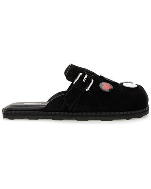 Moschino Mules Met Broche - Zwart
