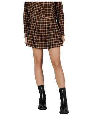 ONLY Rokken ,Bruin ,Polyester Geruite Rok Met Ritssluiting - Zwart