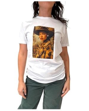 Please T-Shirt Met Print - Wit