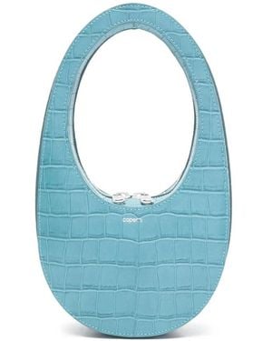 Coperni Tassen ,Blauw ,Leer Mini Croc-Effect Zip Tote Bag