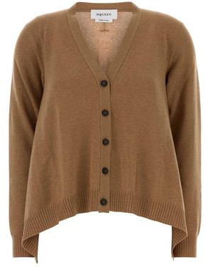 McQueen Truien & Vesten ,Bruin ,Wol Volume V-Hals Cardigan