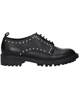 Max Mara Zwarte Leren Oxfords En Derbies