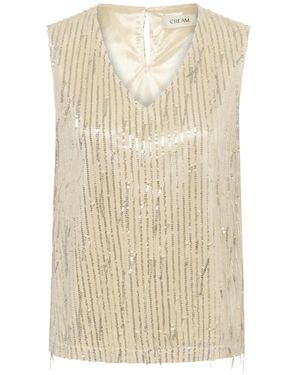 Cream Sleeveless Tops - Neutro