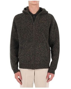 Roberto Collina Maglia Full Zip Con Cappuccio - Schwarz