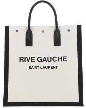 Saint Laurent Rive Gauche Canvas Tote Bag - Weiß
