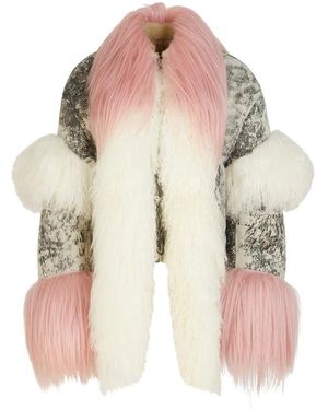 The Attico Luxe Donkergrijze Melkleren Jas - Meerkleurig