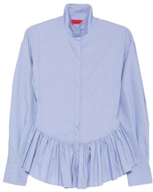 Thelatest Overhemden ,Blauw ,Polyester Elaine Blouse Met Peplum-Zoom En Pofmouwen