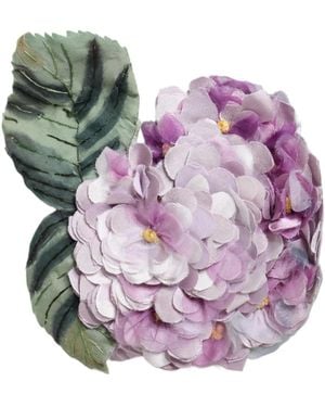 Dolce & Gabbana Florale Goldfarbene Brosche Aus Messing - Lila