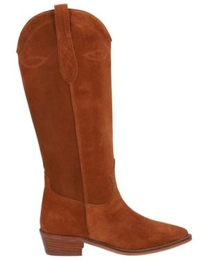 Alpe Kamel wildleder cowgirl stiefel mit 3cm gummisohle - Braun